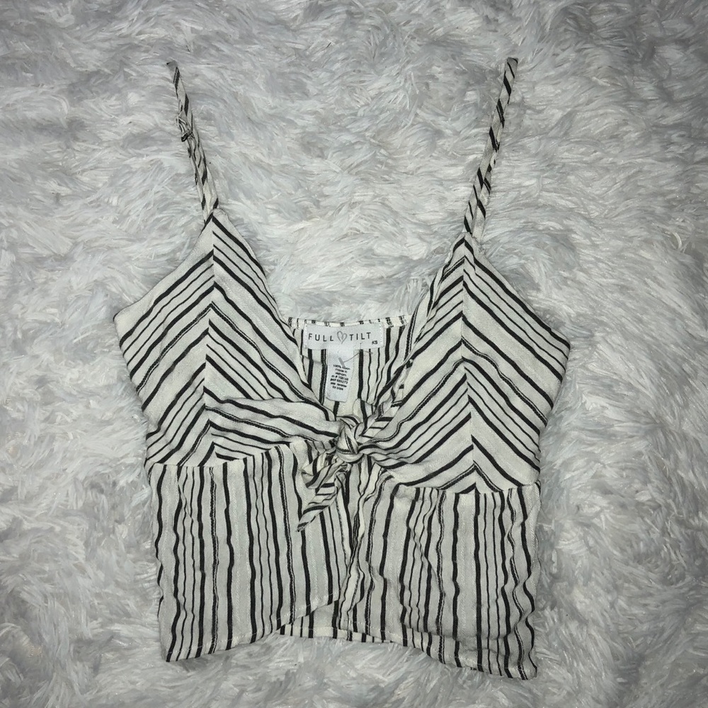 Stripe Bow Tie Crop Top With Front Opening Size XS